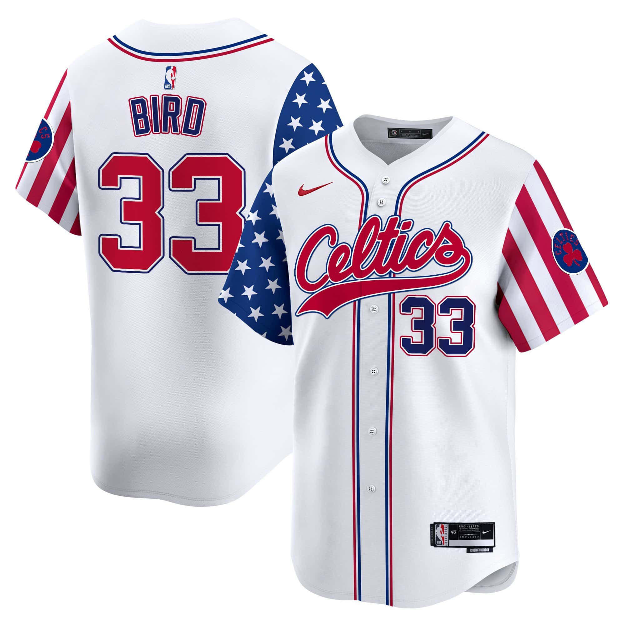 Men Boston Celtics #33 Bird White 2024 Nike Independence Day Baseball NBA Jersey->boston celtics->NBA Jersey